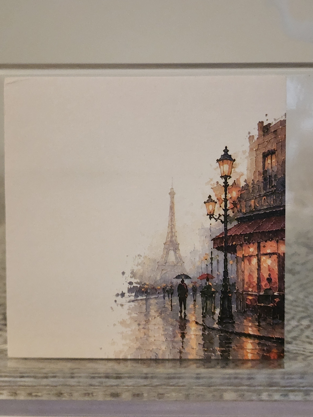 Beautiful Paris Street Scene Sticky Notes Notepad. Cream and Brown